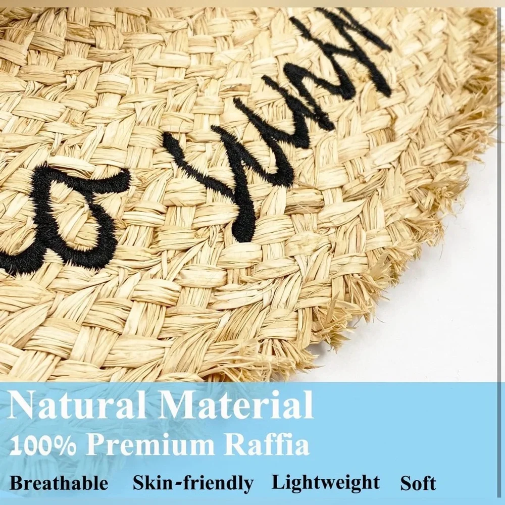 🔥2for$20 Straw Sun Hat - "Hello Sunshine" Wide Brim - Natural - CRUSHABLE - Picture 4 of 11